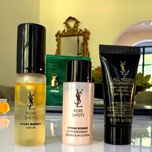New YSL Pure Shots Set of 3:Night Reboot, Hydrabounce Lotion, Foundation TRAVEL